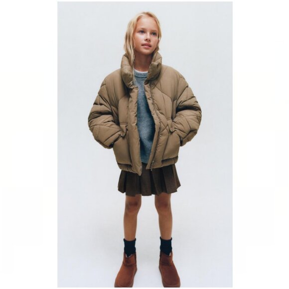 Girls' Zara Quilted Oversized Puffer Coat Sz 6-7 - Picture 9 of 9